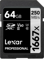 Lexar Professional 1667x Silver Series R250/W120 SDXC 64GB, UHS-II U3, Class 10, 2er-Pack