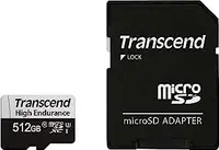 Transcend High Endurance 350V R100/W60 microSDXC 512GB Kit, UHS-I U3, Class 10