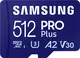 Samsung PRO Plus R180/W130 microSDXC 512GB USB-Kit, UHS-I U3, A2, Class 10