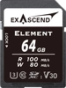 Exascend Element R100/W80 SDXC 64GB, UHS-I U3, Class 10